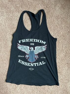 Freedom Is Essential Black Graphic Racerback Tank